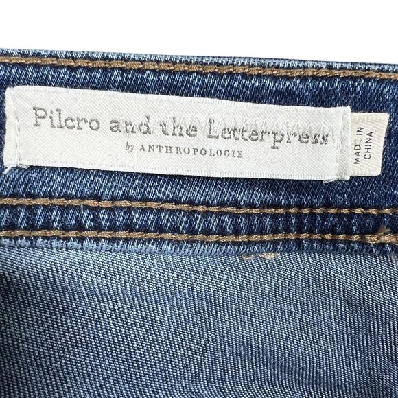 Pilcro & The Letterpress Womens 27 US 4 Flare Crop Jeans Side Zip Patch Pockets - Picture 11 of 16